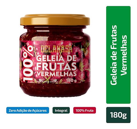 Geleia 100% Fruta Delakasa Vitao 180g Sabor Frutas Vermelhas