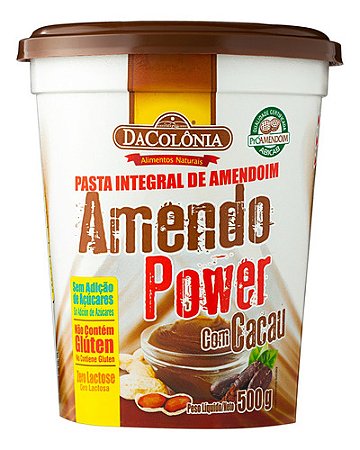 Pasta De Amendoim Com Cacau Dacolônia Amendo Power Pote 500g