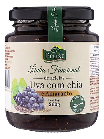 Geleia Uva Com Chia E Amaranto Prust Funcional Vidro 260g
