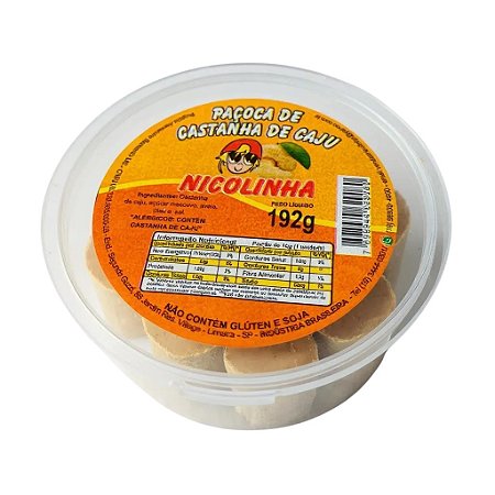 Paçoca de Castanha de Caju Rolha - Nicolinha - 192 g
