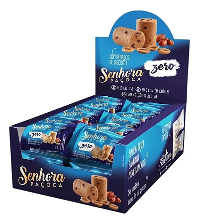 Paçoca Zero Com Pedaços De Biscoito - Sem Açúcar - Caixa 24 Unidades