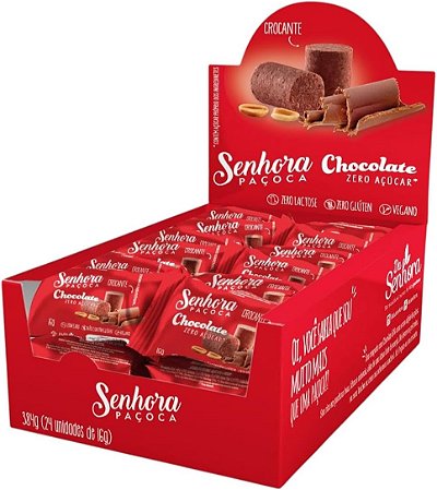 Paçoca Com Chocolate 70% - Sem Açúcar - Caixa 24 Unidades