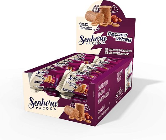 Paçoca Com Whey - Sem Açúcar - Caixa 24 Unidades
