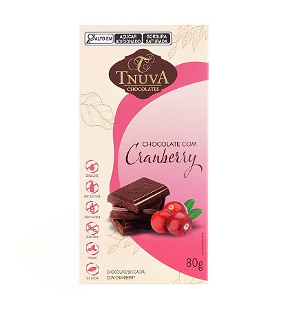 Barra de Chocolate Vegana Tnuva com Cranberry - 80 g