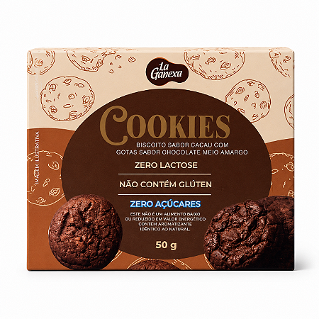 Biscoito Cacau com Gotas de Chocolate Meio Amargo La Ganexa Zero Açúcar 50g