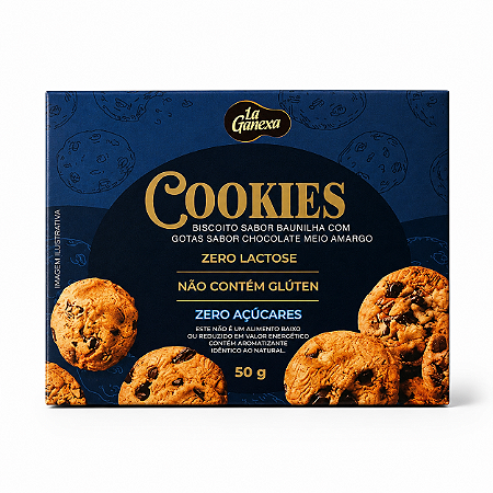 Biscoito Baunilha com Gotas de Chocolate Meio Amargo La Ganexa Zero Açúcar 50g