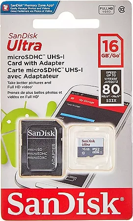 Cartão de Memória Micro Sd Sandisk 16gb com Adaptador