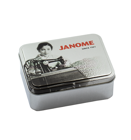Lata pequena decorada com logo Janome – 004VIPTINSM