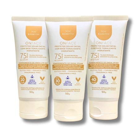 Protetor Solar Facial Hidratante OnFace FPS 75 Tom Claro Biozenthi 50g