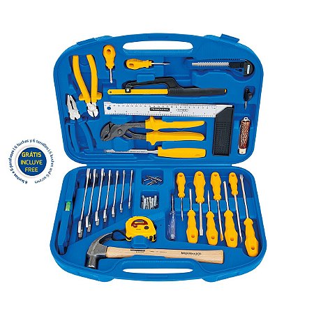 KIT DE FERRAMENTAS PARA OFICINAS 52 PEÇAS TRAMONTINA PRO COM MALETA - 46000405