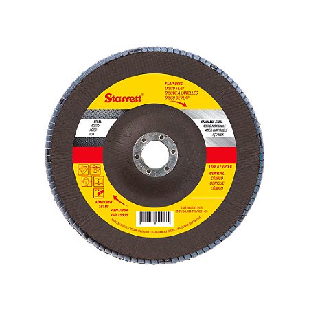 DISCO FLAP MOD. STARRETT EM FIBRA DE VIDRO CONICO TIPO B - 115 X 22,23MM (4.1/2" X 7/8") GRAO 120 - FDS115-120FC