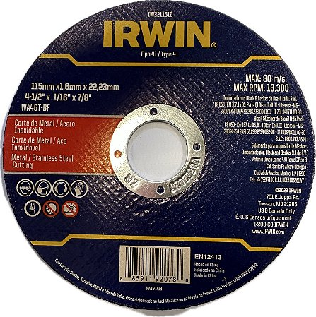 DISCO DE CORTE 115 X 1,6 X 22,2MM - IW3211516