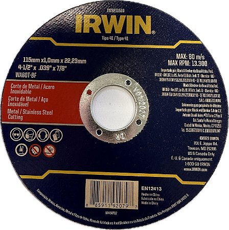 DISCO DE CORTE 115 X 1,0 X 22,2MM - IW3211510