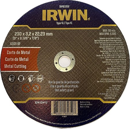 DISCO DE CORTE METAL 9 X 3,2mm X 7/8 - IW401902