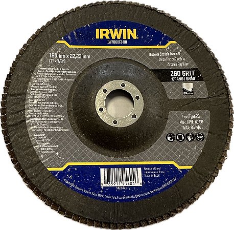 DISCO FLAP DE ZIRCONIA 180X22,23MM G60 - IW7060FZBR