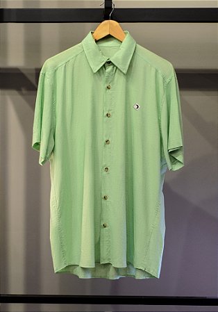 Camisa Linho Manga Curta Dusk Verde Lima