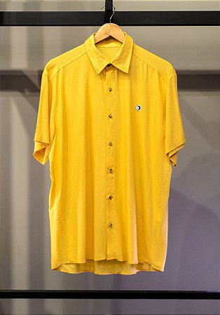 Camisa Linho Manga Curta Dusk Mostarda