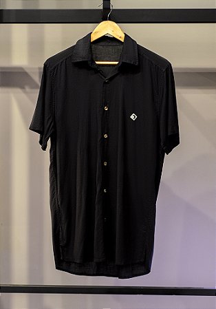 Camisa Linho Manga Curta Dusk Preto