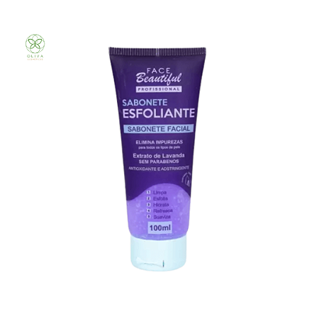 Sabonete Facial Esfoliante Lavanda 100ml - Face Beautiful