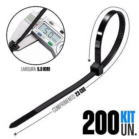 200x Abraçadeira Cinta Plástica Enforca Gato Nylon 5x230mm