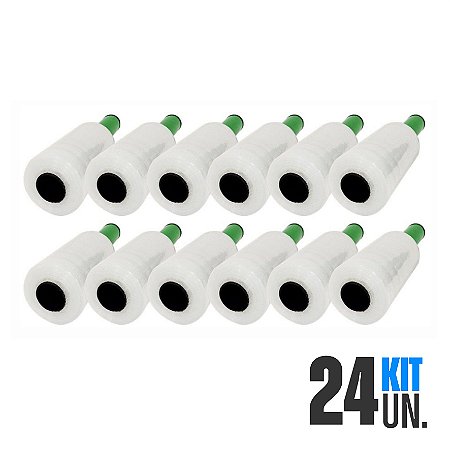 24x Rolo Filme Plástico Stretch 10cm x 120m Com Cabo Aplicador Giratório