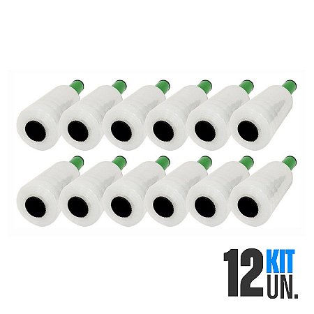 12x Rolo Filme Plástico Stretch 10cm x 120m Com Cabo Aplicador Giratório