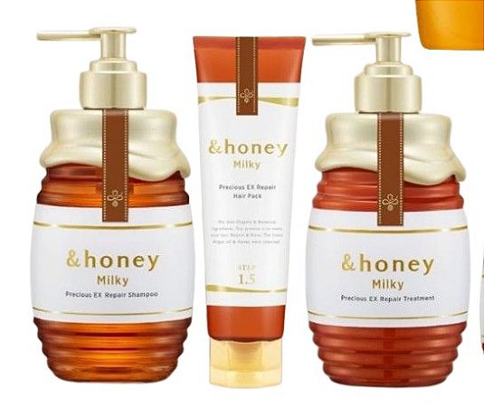 Kit  Milky Precious Shampoo 500ml -Treatment 500g -  Hair Pack 130g - &Honey