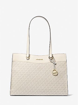 Bolsa Jet Set Travel Large Tote. Baunilha Lisa Ouro Dourado Michael Kors