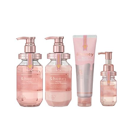 Kit Melty Moist Repair Treatment - Shampoo 440ml - Treatment 445g - Hair Pack 130g - Hair Oil 100ml - &Honey