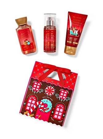 kit de Miniatura Bright Christmas Morning - gel de Banho 88ml + Hidratante 70g + Body Splash 75ml - Bath & Body Works