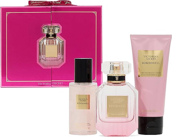 Kit Victorias Secret Bombshell Eau de Parfum 50ml + Locão + Bruma