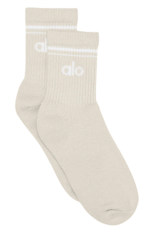 Meia Unissex Retrô Cano Alto Bone/White - Alo
