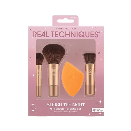 Real Techniques - Kit Sleigh The Night - 3 Mini Pincéis + Esponja