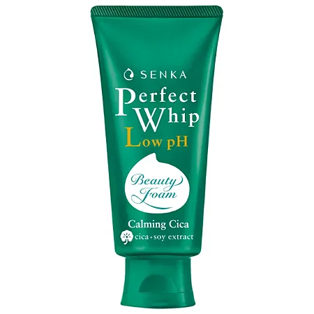 SENKA - Perfect Whip Low pH Cica Calmante + Extrato de Soja - Espuma de Limpeza Facial 100g