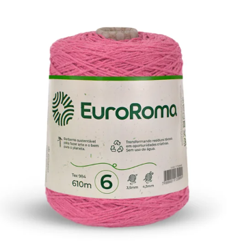 Barbante EuroRoma Rosa Chiclet Nº 6 (610 Metros)
