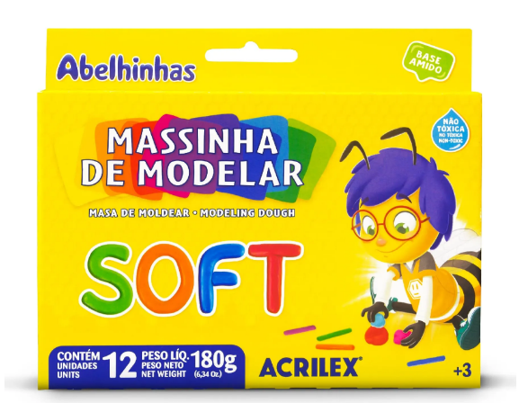 Massa Para Modelar 12 Cores Acrilex Soft