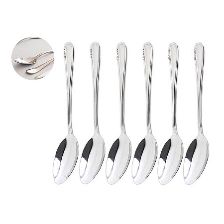 Conjunto 6 Colheres de Mesa Grande Aço Inox