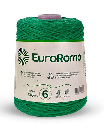 Barbante EuroRoma Verde Bandeira Nº 6 (610 Metros)