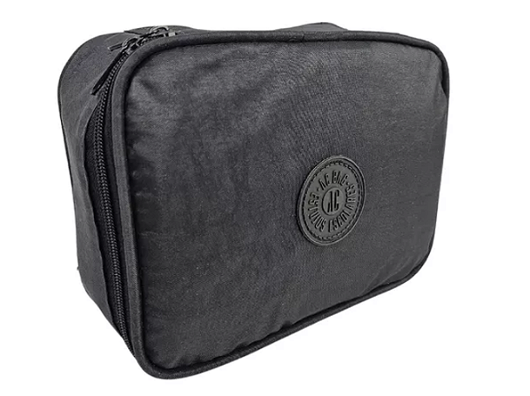 Estojo Box Nylon Escolar Preto Com Divisória