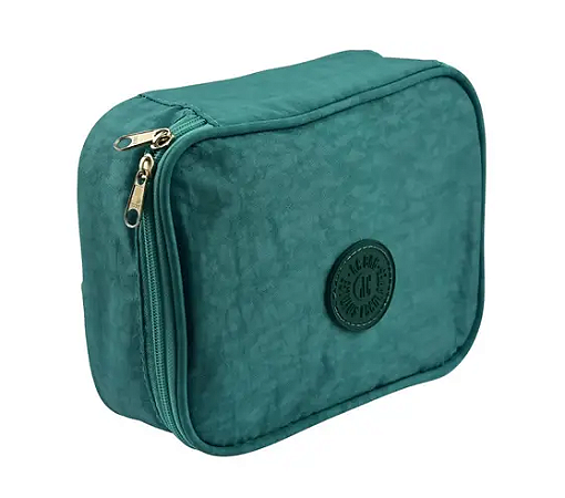 Estojo Box Nylon Escolar Verde Com Divisória