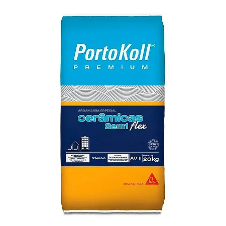 Argamassa Colante  Flex 2 em 1 cinza Portokoll Premium 20kg
