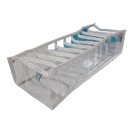 Colmeia Organizadora Gaveta Adulto Transparente Viés Branco 40x14x10cm