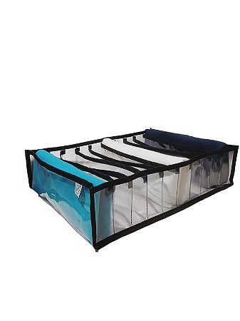 Colmeia Organizadora Gaveta Camiseta Transparente Viés Preto 40x28x10cm