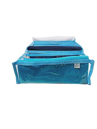 Colmeia Organizadora Gaveta Camiseta Transparente Viés Azul 40x28x10cm