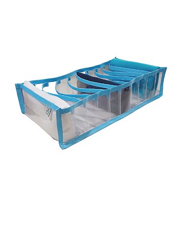 Colmeia Organizadora Gaveta  Fitness Transparente Viés Azul 40x20x10cm