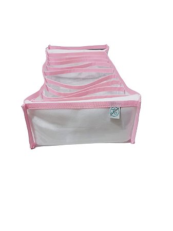 Colmeia Organizadora Gaveta Fitness Transparente Viés Rosa 40x20x10cm