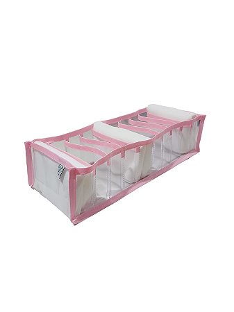 Colmeia Organizadora Gaveta Adulto Transparente Viés Rosa 40x14x10cm