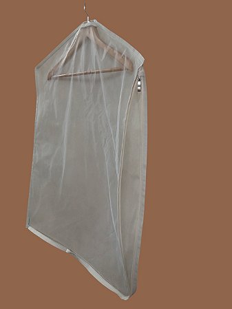 Capa Protetora Para Casaquinho Jaqueta Tnt e Organza 80x60cm Bege