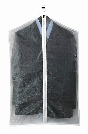 Capa Protetora Para Terno Tnt e Organza 95x60cm Branco