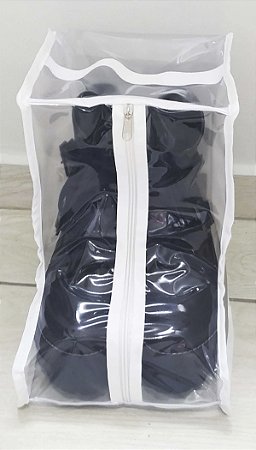 Organizador Protetor De Botas Transparente Viés Branco Cano Curto 28x20x28cm